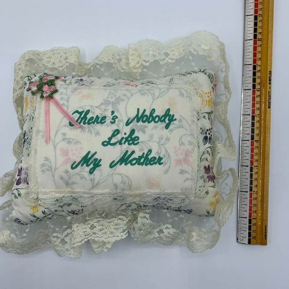 Vintage 1980's Floral Lace Pillow Gift 